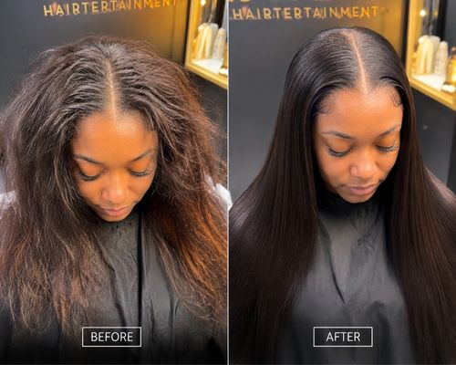 Revamped wig with fresh styling at Timi Hairtertainment, a premium wig care salon in Lekki, Lagos